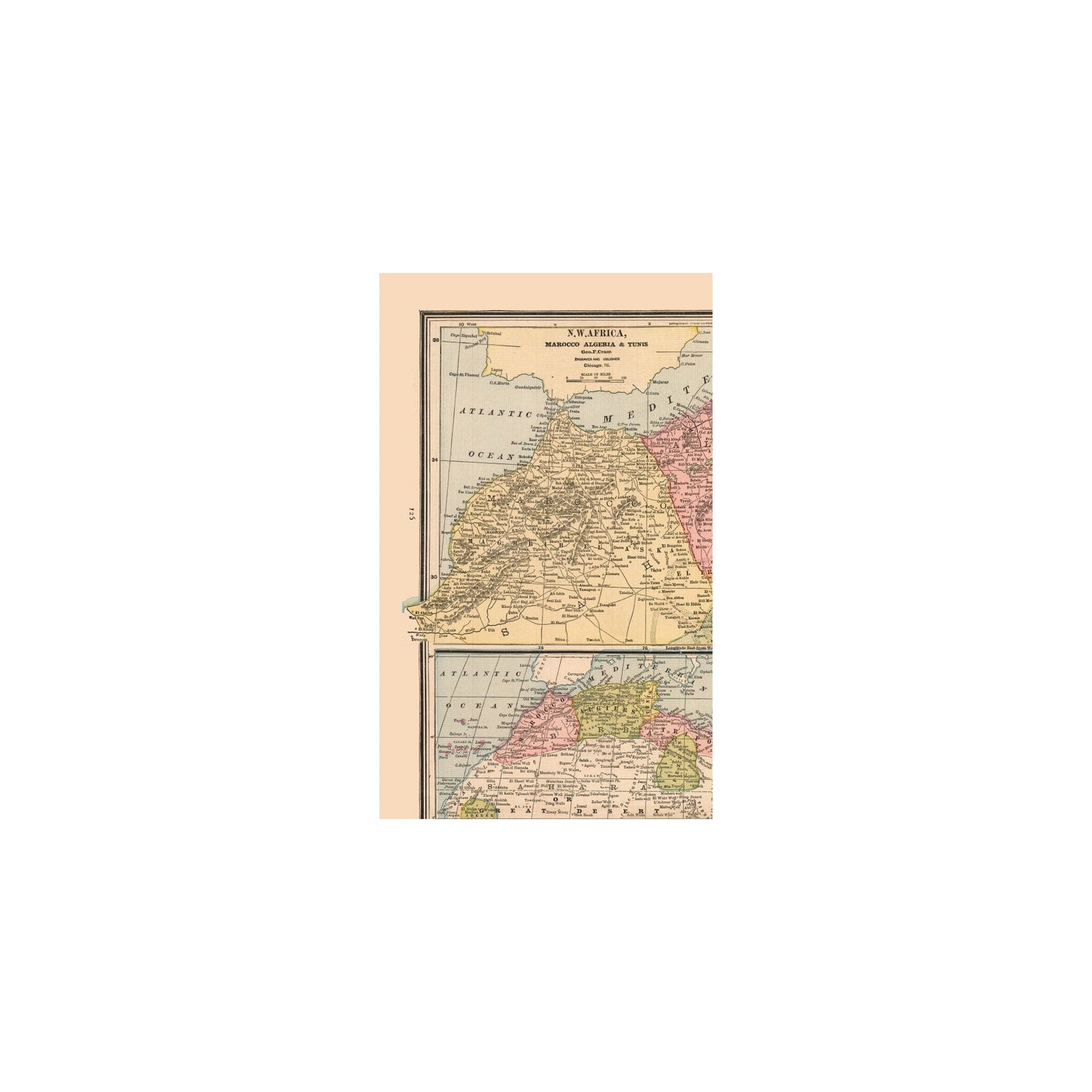 Historic Map - Africa North West - Cram 1888 - 23 x 37.71 - Vintage Wall Art