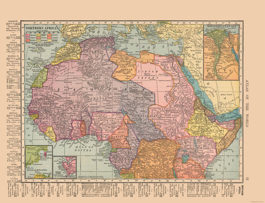 Historic Map - Africa Northern - Hammond 1910 - Vintage Wall Art