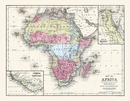 Historic Map - Africa - Mitchell 1877 - Vintage Wall Art
