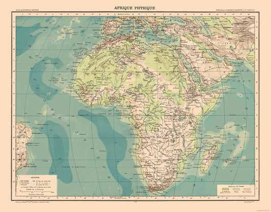 Historic Map - Africa Physical - Schrader 1908 - Vintage Wall Art