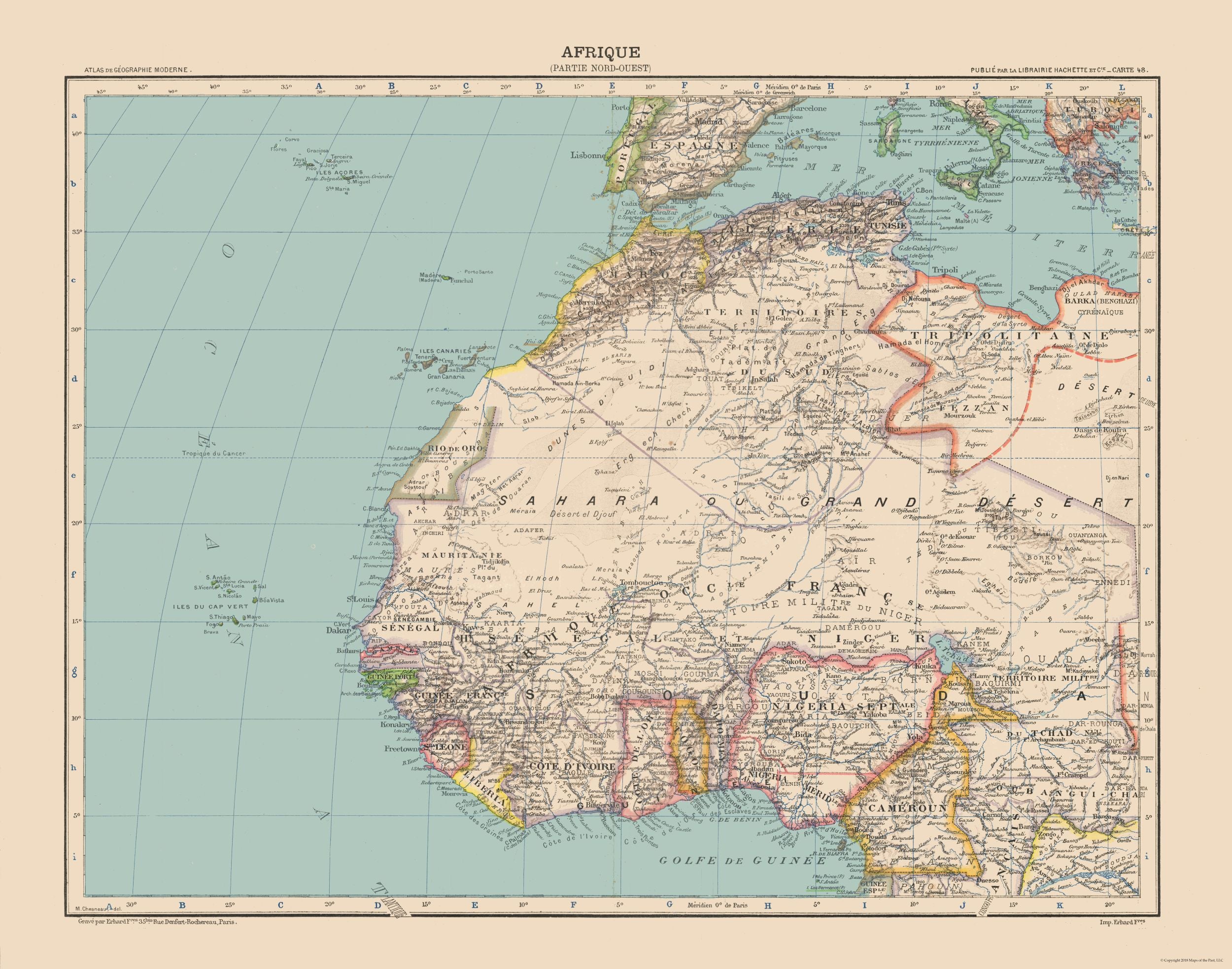 Historic Map - Africa North West - Schrader 1908 - 29.23 x 23 - Vintag ...