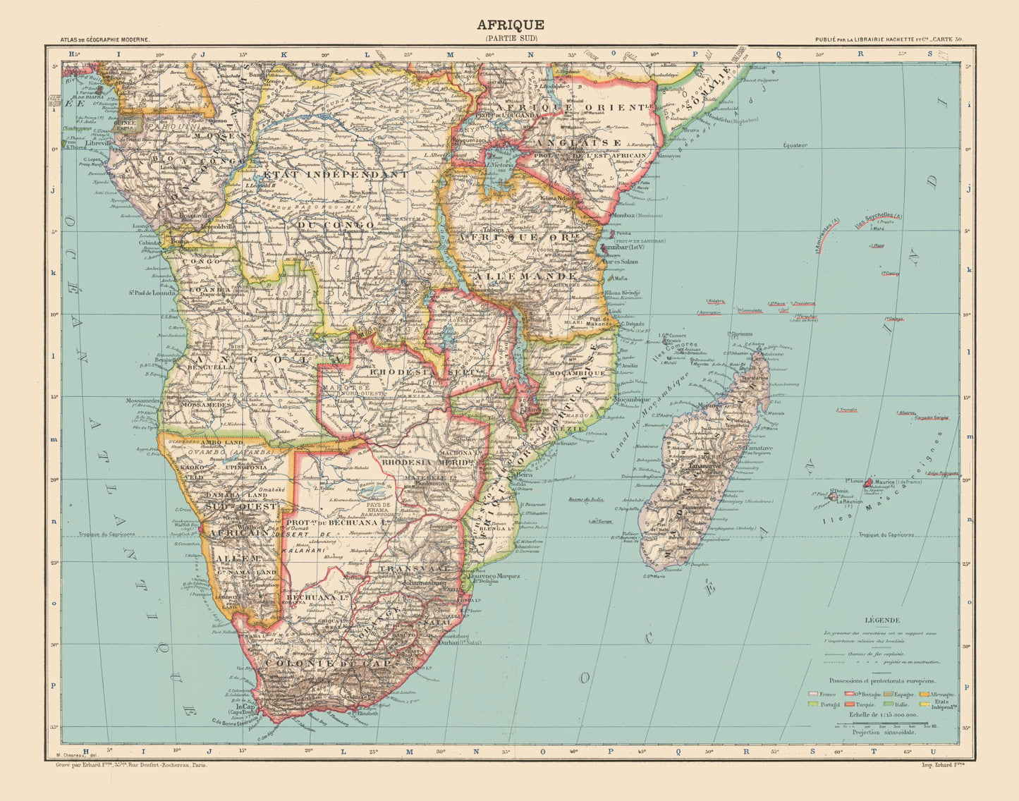 Historic Map - South Africa - Schrader 1908 - 29.26 x 23 - Vintage Wall Art