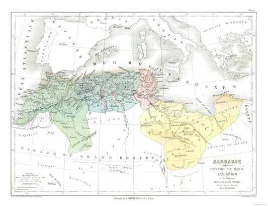 Historic Map - Africa Barbarians - Cortambert 1880 - 30.00 x 23 - Vintage Wall Art