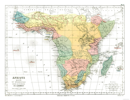 Historic Map - Africa - Cortambert 1880 - 29.76 x 23 - Vintage Wall Art