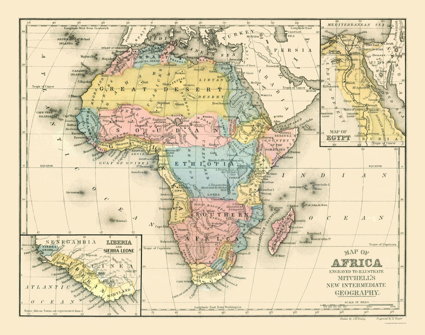 Historic Map - Africa - Mitchell 1869 - 29.17 x 23 - Vintage Wall Art