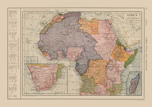 Historic Map - Africa - Reynold 1921 - 32.57 x 23 - Vintage Wall Art