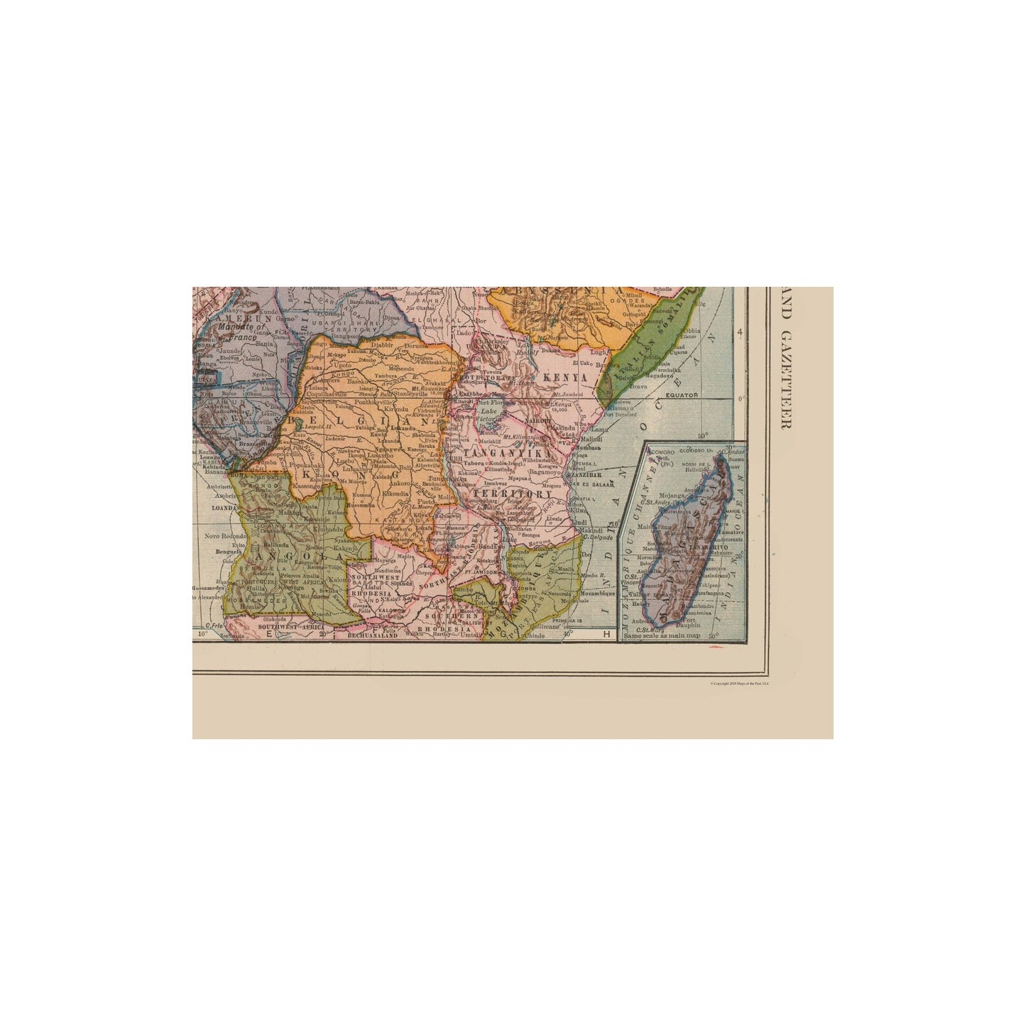 Historic Map - Africa - Reynold 1921 - 32.57 x 23 - Vintage Wall Art