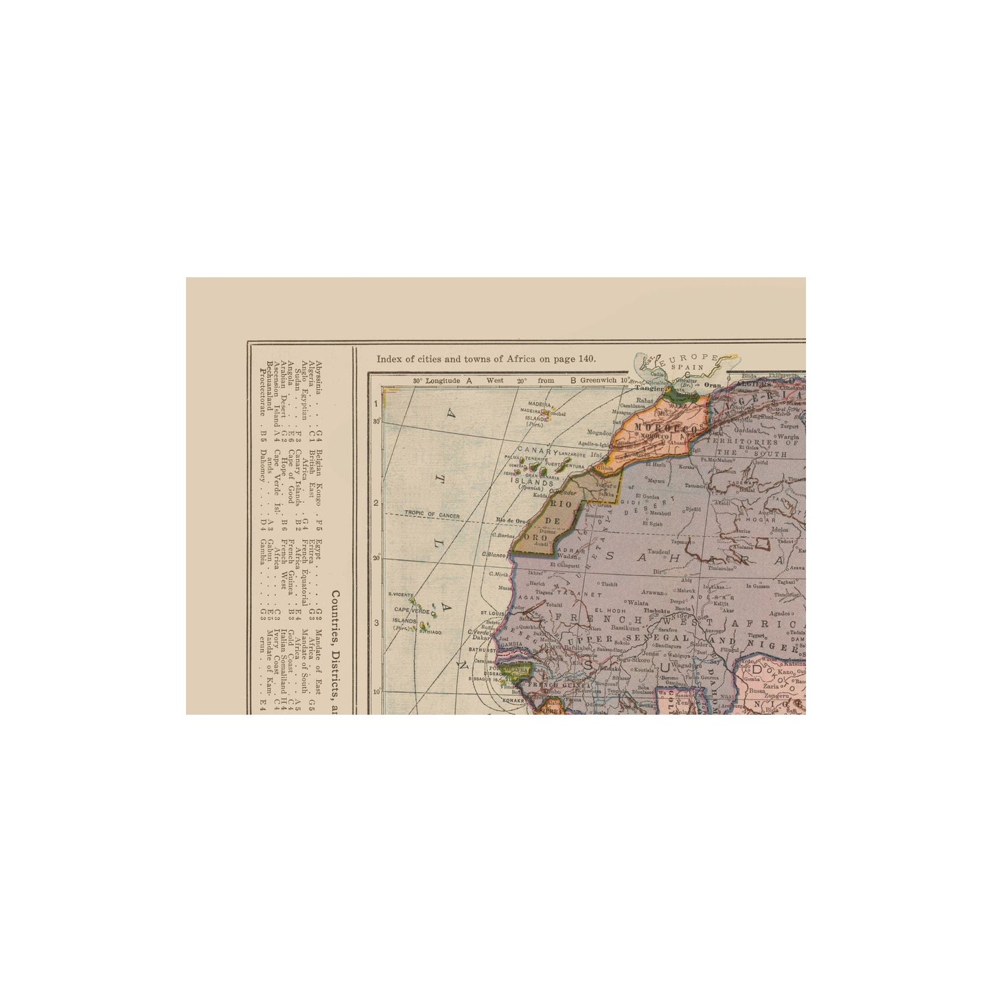 Historic Map - Africa - Reynold 1921 - 32.57 x 23 - Vintage Wall Art