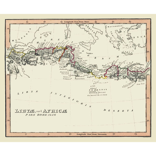 Historic Map - Africa Northern Ancient - Fenner 1830 - 28.01 x 23 - Vintage Wall Art