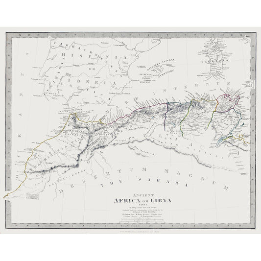 Historic Map - Africa Northern Ancient - Hall 1830 - 28.98 x 23 - Vintage Wall Art