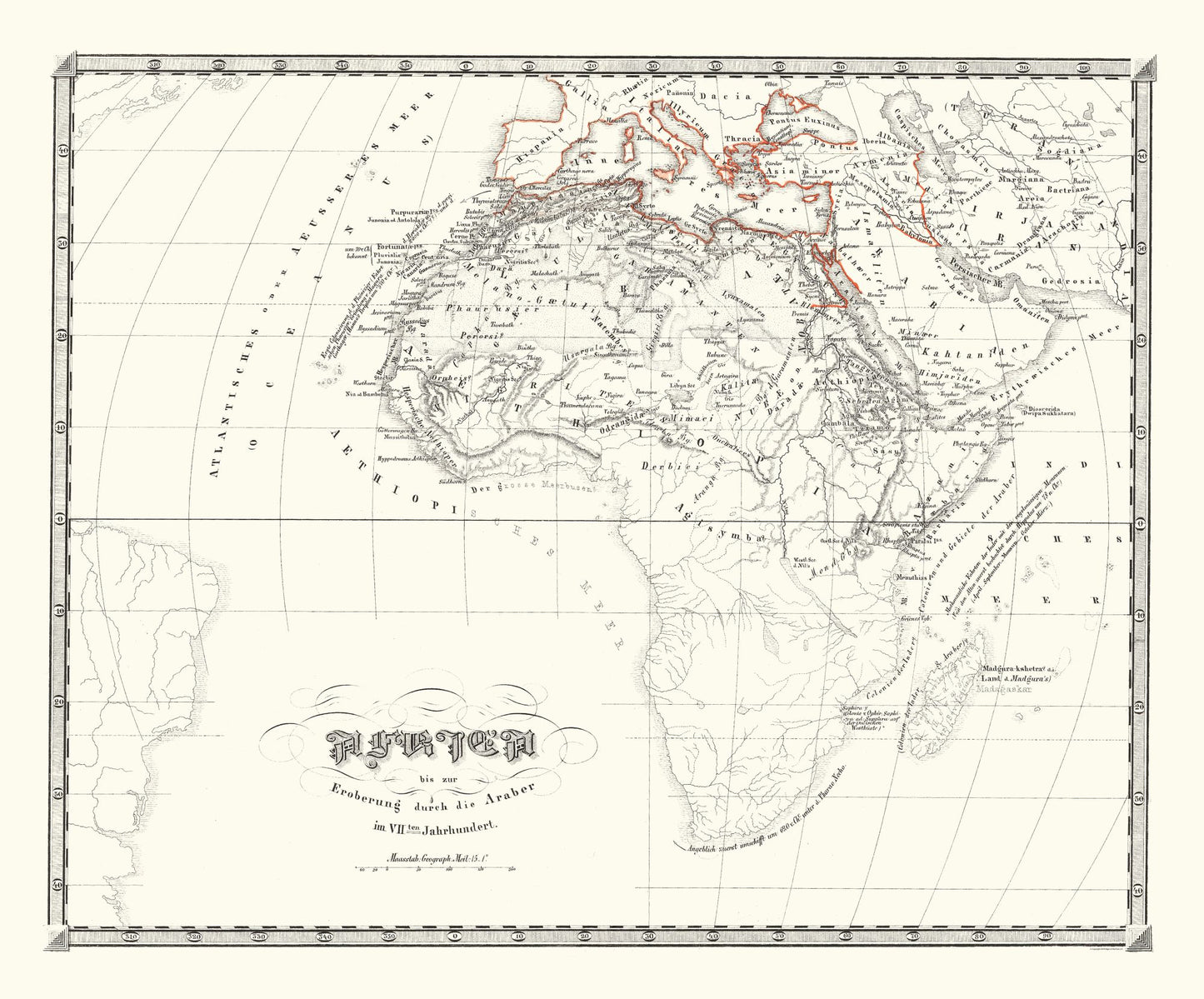 Historic Map - Africa Prior Mohammedan - Spruner 1855 - 27.70 x 23 - Vintage Wall Art