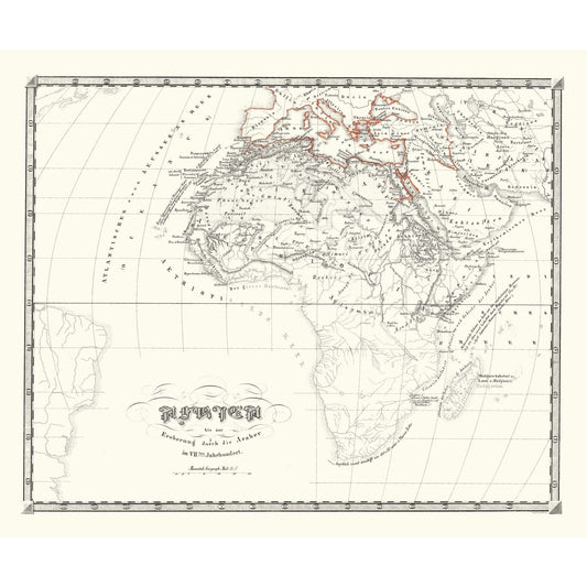 Historic Map - Africa Prior Mohammedan - Spruner 1855 - 27.70 x 23 - Vintage Wall Art