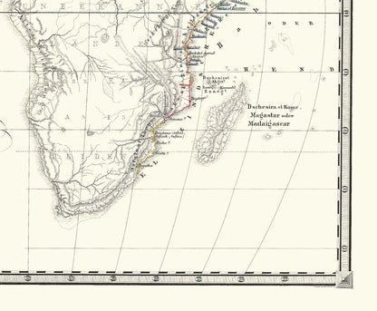 Historic Map - Africa Post Arabs 14 Century - Spruner 1855 - 32.70 x 23 - Vintage Wall Art