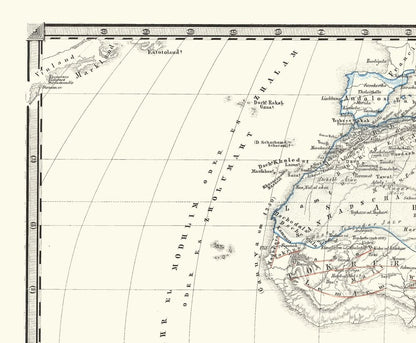 Historic Map - Africa Post Arabs 14 Century - Spruner 1855 - 32.70 x 23 - Vintage Wall Art