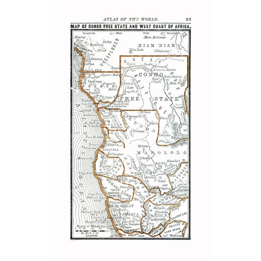Historic Map - Africa North Western - Alden 1886 - Vintage Wall Art