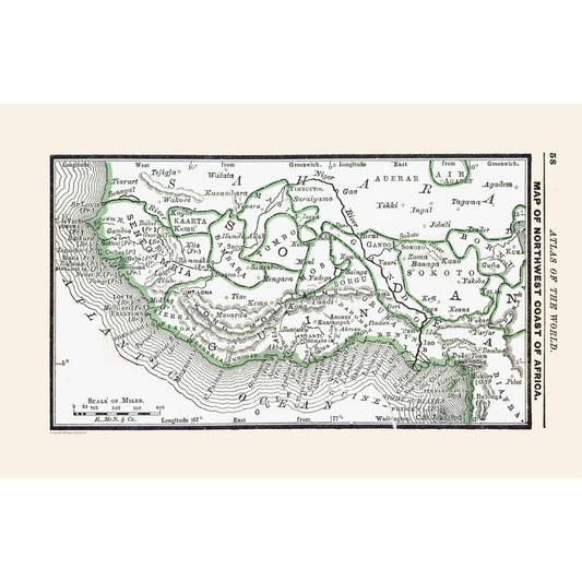 Historic Map - Africa North West Coast - Alden 1886 - Vintage Wall Art