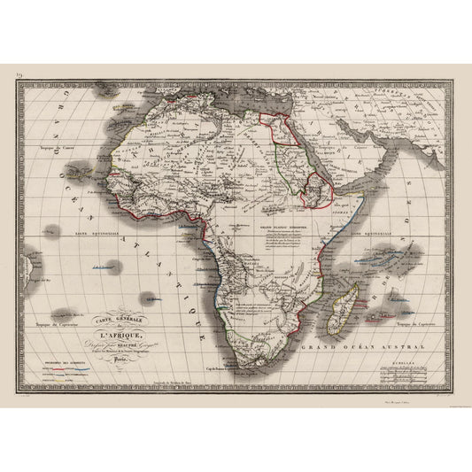 Historic Map - Africa - Monin 1839 - 31.53 x 23 - Vintage Wall Art