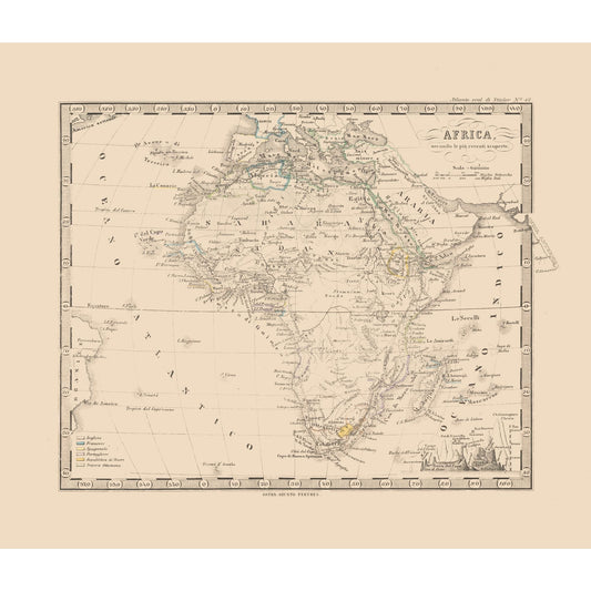 Historic Map - Africa - Perthes 1870 - Vintage Wall Art