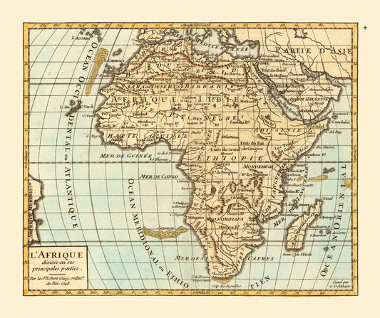 Historic Map - Africa - Robert 1748 - 27.43 x 23 - Vintage Wall Art