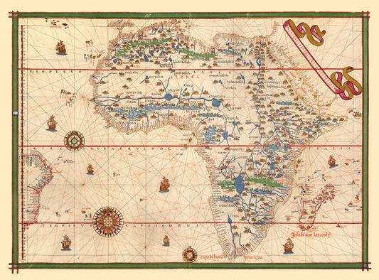 Historic Map - Africa - Martines 1587 - 31.12 x 23 - Vintage Wall Art