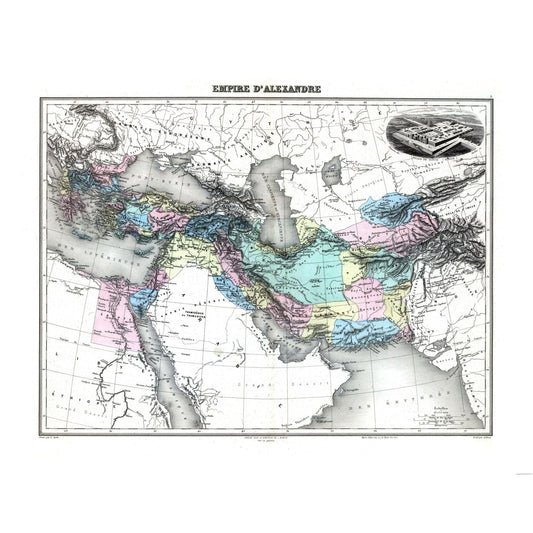 Historic Map - Europe Asia Alexanders Empire - Lacoste - 29.34 x 23 - Vintage Wall Art