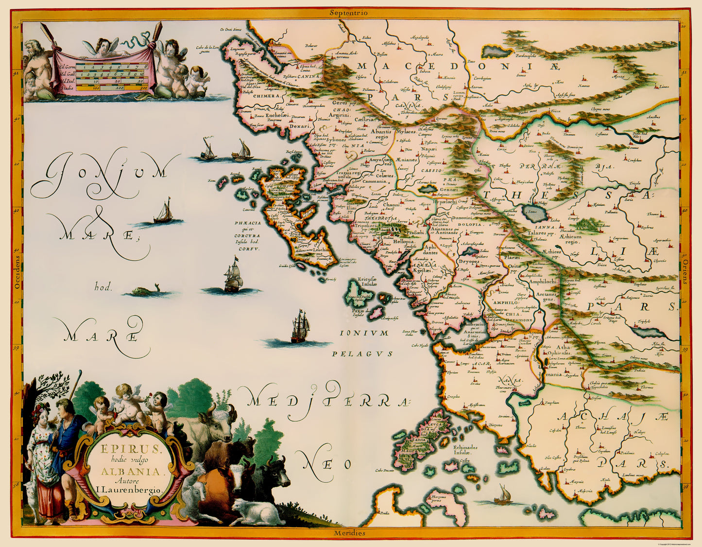 Historic Map - Albania Greece - Jansson 1654 - 23 x 29.54 - Vintage Wall Art