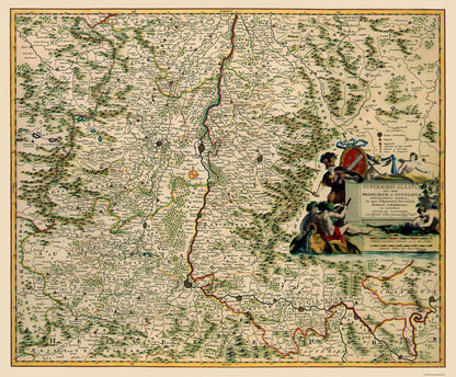 Historic Map - Alsace Region France - Visscher 1681 - 23 x 27.84 - Vintage Wall Art