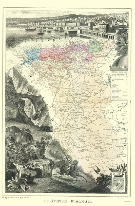 Historic Map - Algeria - Migeon 1869 - 23 x 35.05 - Vintage Wall Art