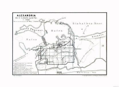 Historic Map - Alexandria Egypt 5 BC - Baedeker 1913 - 31.33 x 23 - Vintage Wall Art