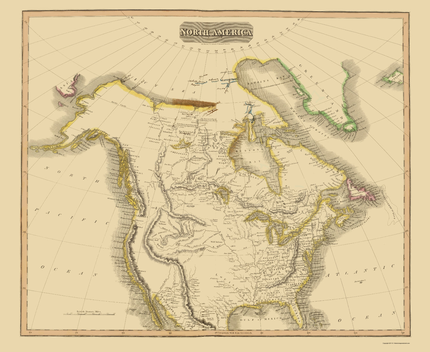 Historic Map - North America - Thomson 1814 - 23 x 28.05 - Vintage Wall Art