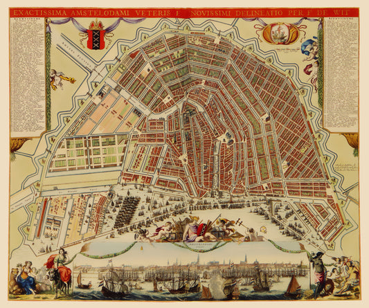 Historic Map - Amsterdam Netherlands - De Wit 1688 - 23 x 27.56 - Vintage Wall Art