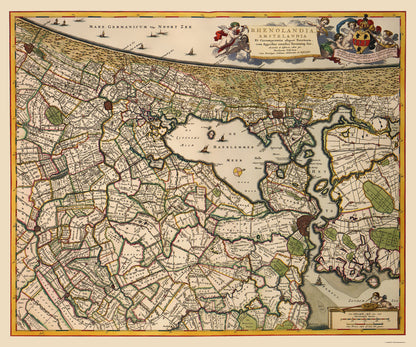 Historic Map - Amsterdam Area - Visscher 1681 - 23 x 27.54 - Vintage Wall Art