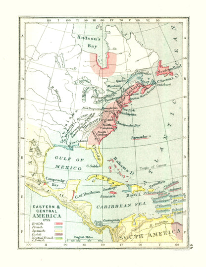 Historic Map - Eastern Central America - Gardiner 1755 - 23 x 29.80 - Vintage Wall Art