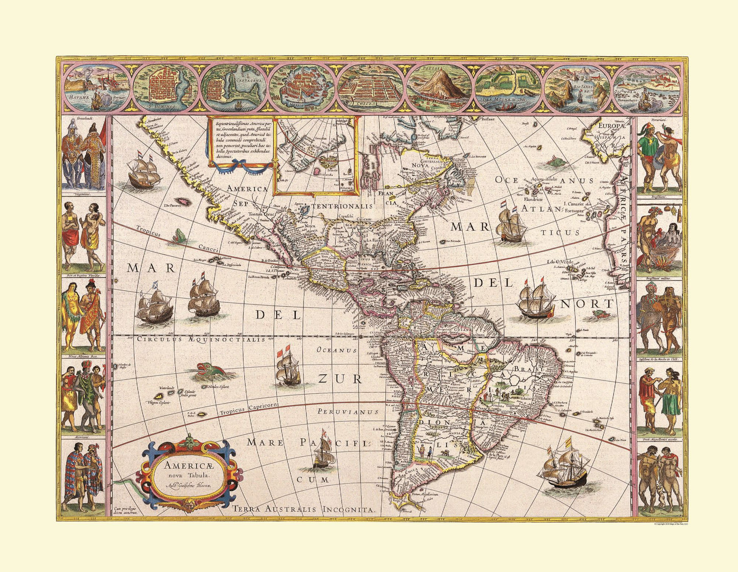 Historic Map - North South America - Blaeu - 29.68 x 23 - Vintage Wall Art