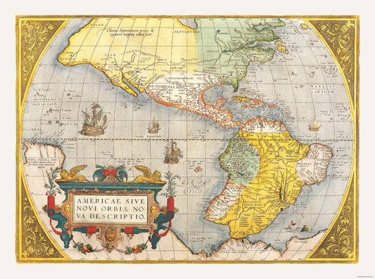 Historic Map - North South America - Ortelius 1570 - 30.89 x 23 - Vintage Wall Art