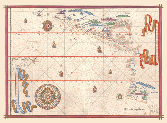 Historic Map - Americas West Coast - Martines 1587 - 31.15 x 23 - Vintage Wall Art