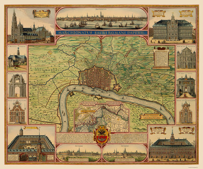 Historic Map - Antwerp Belgium Vicinity - Visscher 1624 - 23 x 27.61 - Vintage Wall Art