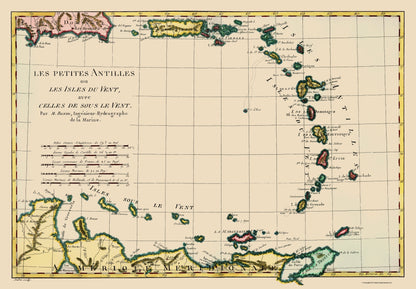 Historic Map - Antilles - Bonne 1787 - 23 x 33.12 - Vintage Wall Art