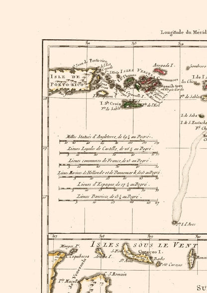 Historic Map - Lesser Antilles - Santini 1794 - 23 x 32.58 - Vintage Wall Art