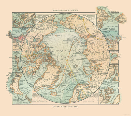 Historic Nautical Map - Arctic Ocean - Perthes 1914 - 26.07 x 23 - Vintage Wall Art