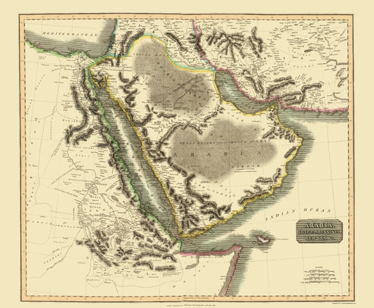 Historic Map - Arabian Peninsula - Thomson 1814 - 23 x 27.96 - Vintage Wall Art