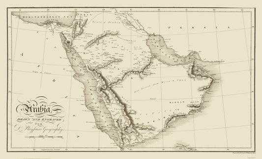 Historic Map - Arabia - Playfair - 37.75 x 23 - Vintage Wall Art