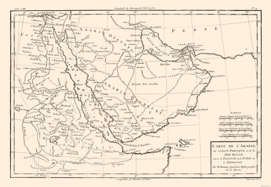 Historic Map - Egypt Arabia - Bonne - 33.36 x 23 - Vintage Wall Art