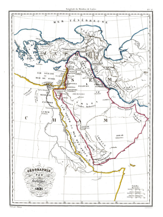 Historic Map - Hebrew Geography Arabia - 1831 - 23 x 30.55 - Vintage Wall Art