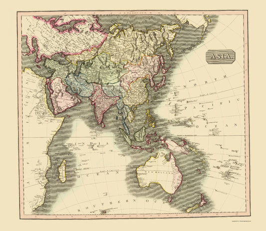 Historic Map - Asia Australia - Thomson 1814 - 23 x 26.47 - Vintage Wall Art