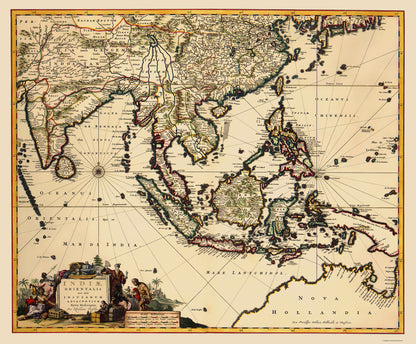 Historic Map - Oceania Southeast Asia - Visscher 1681 - 23 x 27.83 - Vintage Wall Art