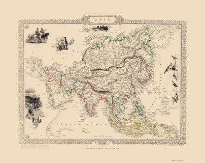 Historic Map - Asia - Tallis 1851 - 23 x 28.83 - Vintage Wall Art