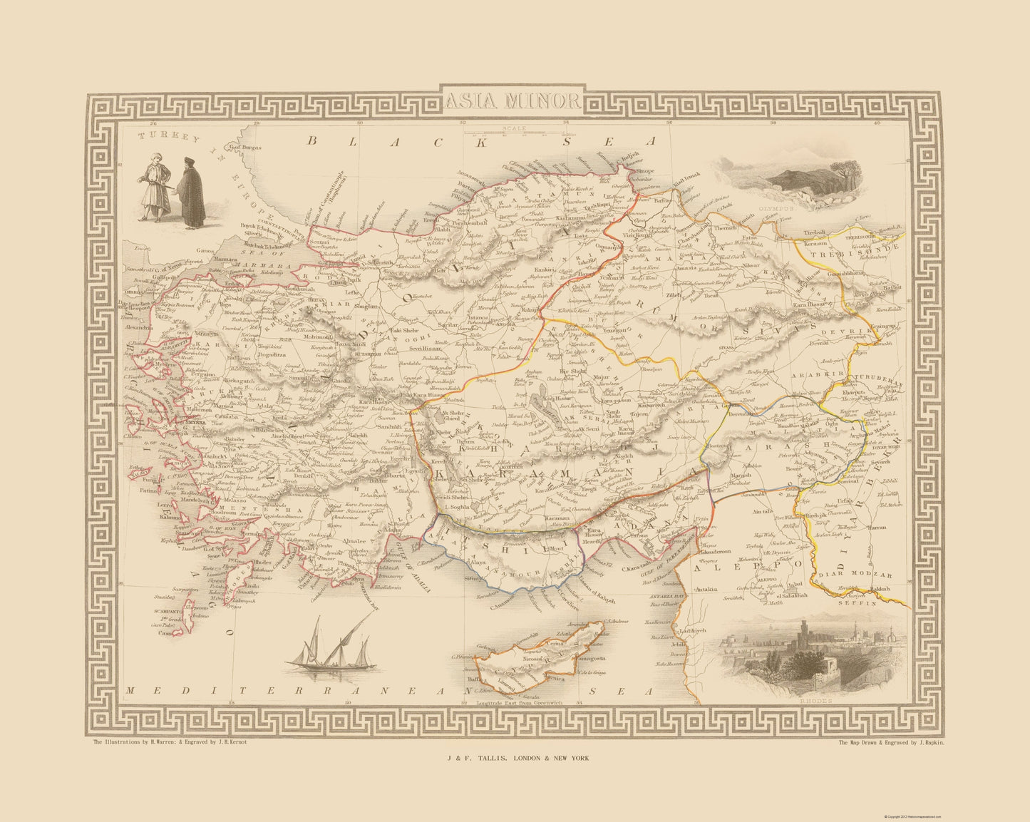 Historic Map - Asia Minor - Tallis 1851 - 23 x 28.83 - Vintage Wall Art