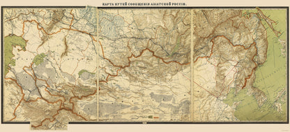 Historic Map - Asia - Soobshcheniia 1901 - 23 x 50 - Vintage Wall Art