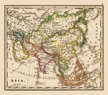 Historic Map - Asia - Stieler 1852 - 23 x 26.08 - Vintage Wall Art